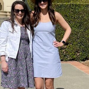 Brandy Melville Arianna Cotton Light Blue Spaghetti strap striped Mini Dress